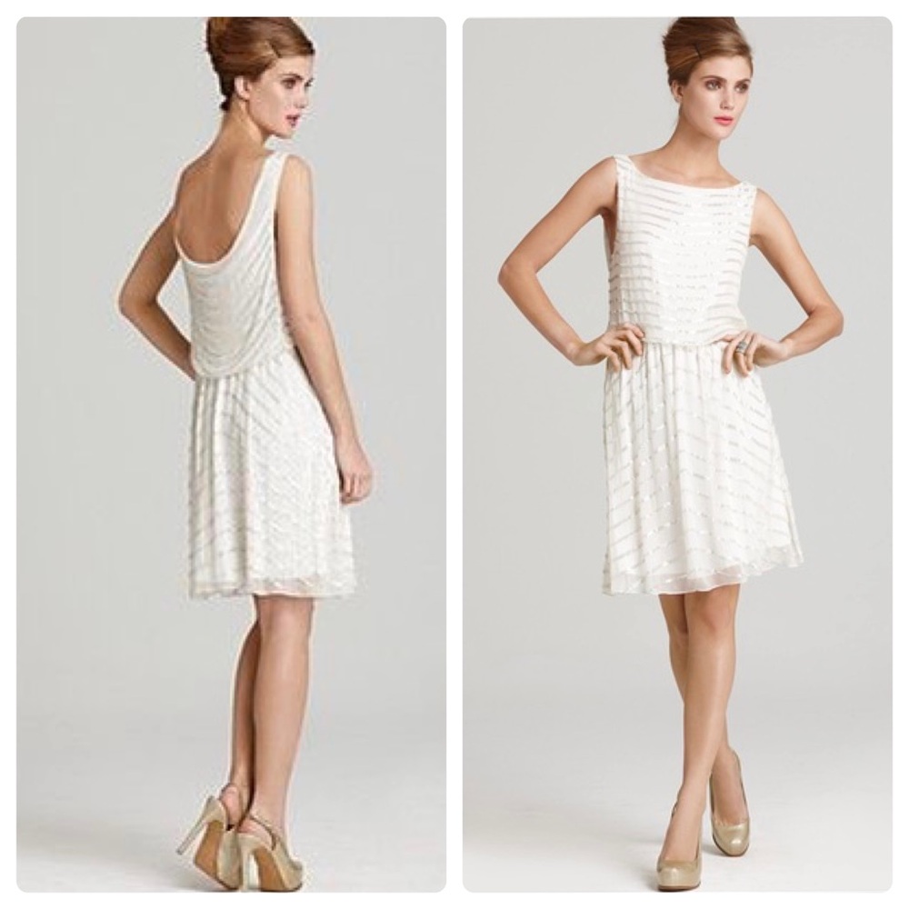 Alice + Olivia Ivory Sleeveless Beaded Mini Dress